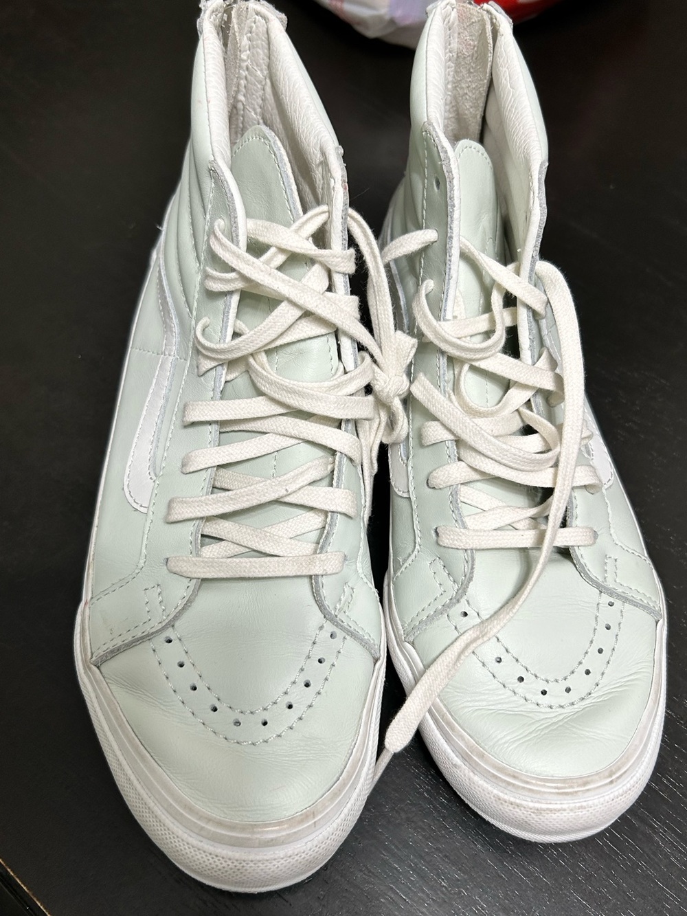 Vans Kids High-Top Sneakers in Pale Mint and White